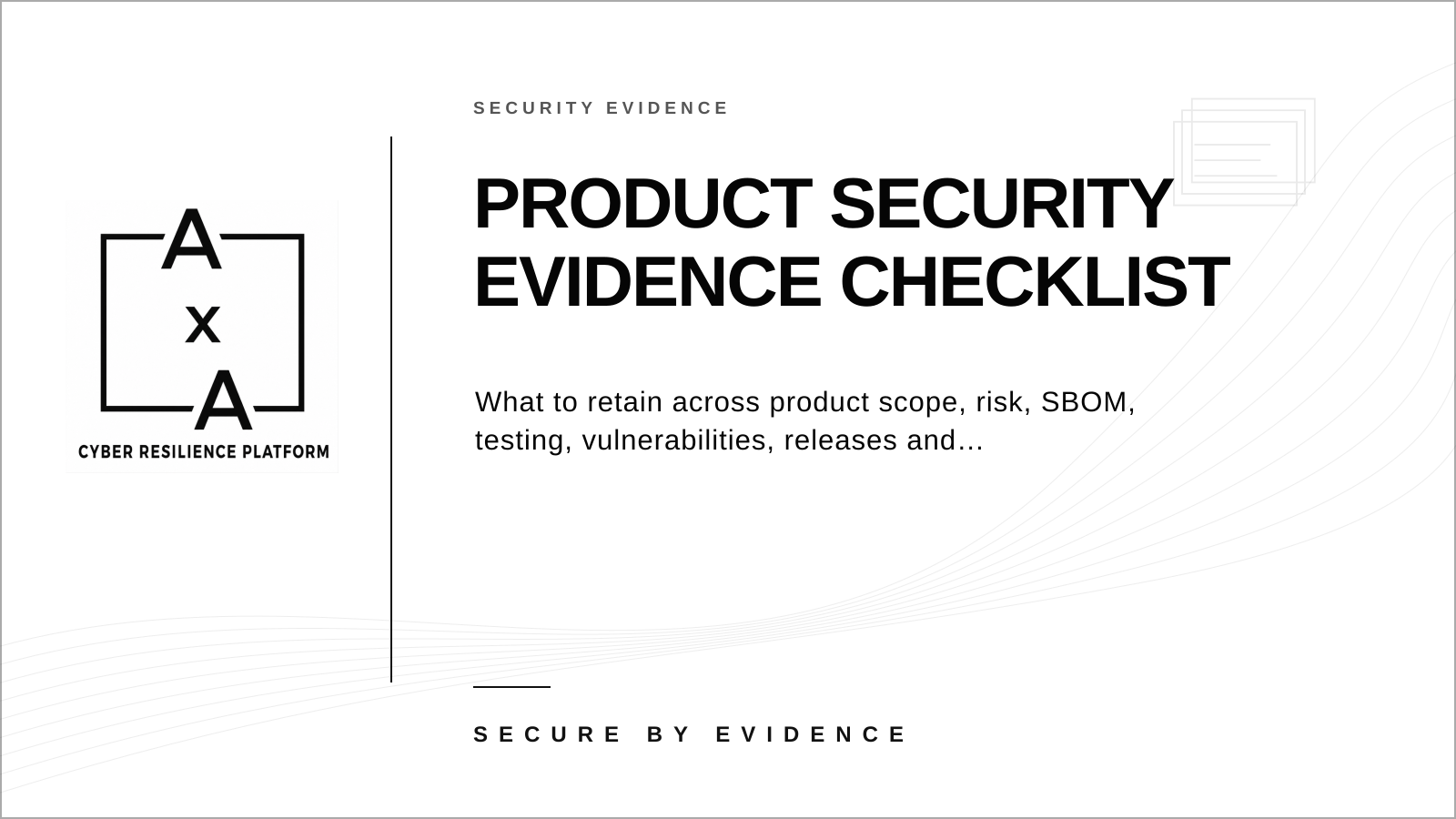 AA-sec cover graphic showing a product security evidence checklist for Cyber Resilience Act readiness